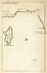 Map showing location of the Houyhnhnms Land from first edition of Gulliver